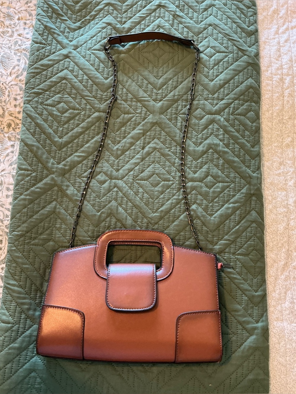 Classic Brown Womens Shoulder Bag with Chain Strap